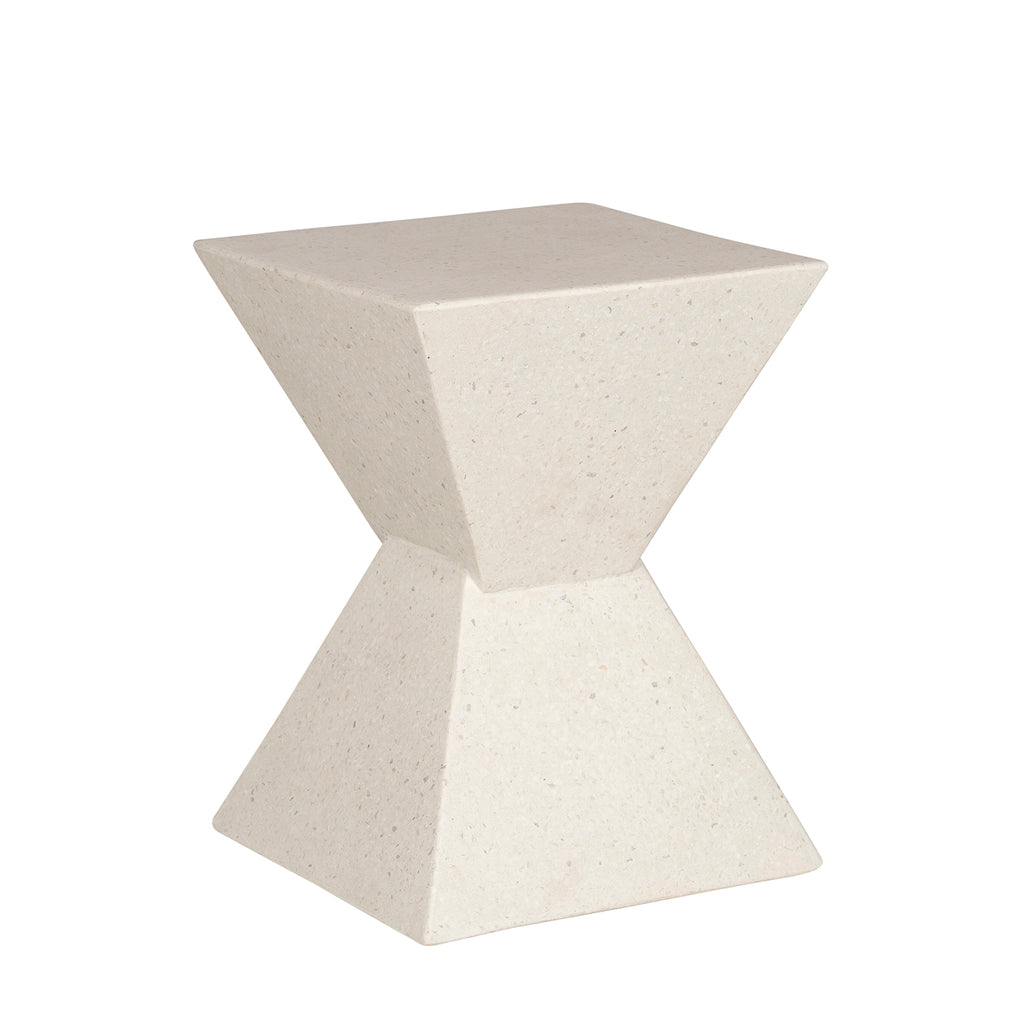 Hourglass White Terrazzo Square Side Table