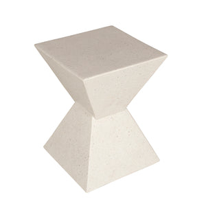 Hourglass White Terrazzo Square Side Table