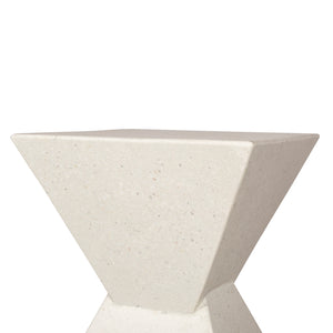 Hourglass White Terrazzo Square Side Table